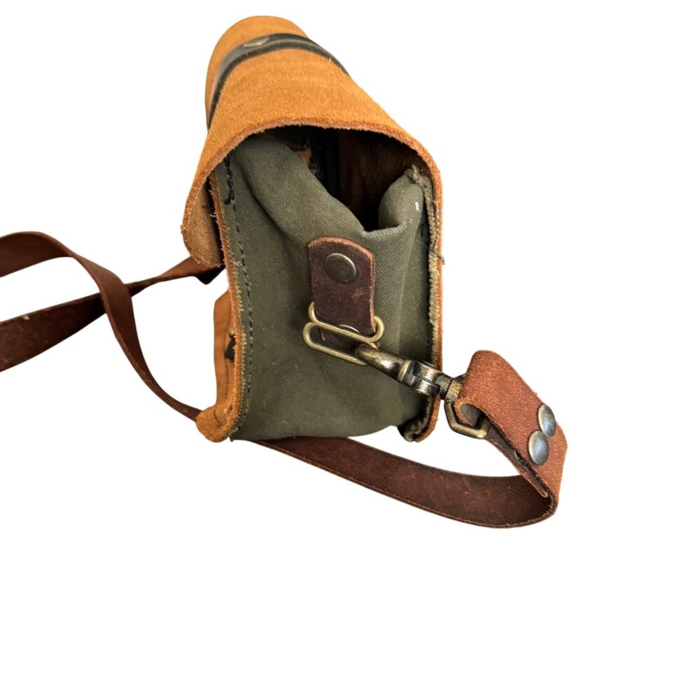Rogue Journeymen Brown Suede & Green Canvas Crossbody Bag With Adjustable Strap - Picture 3 of 10